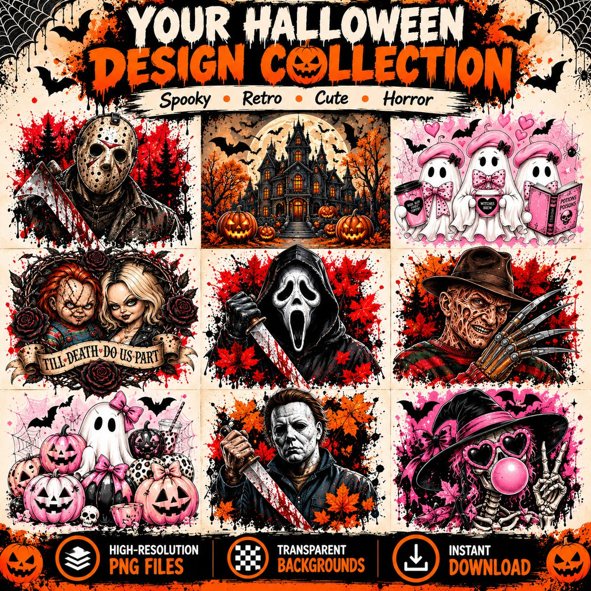40 Halloween Horror PNG Bundle β Spooky Designs