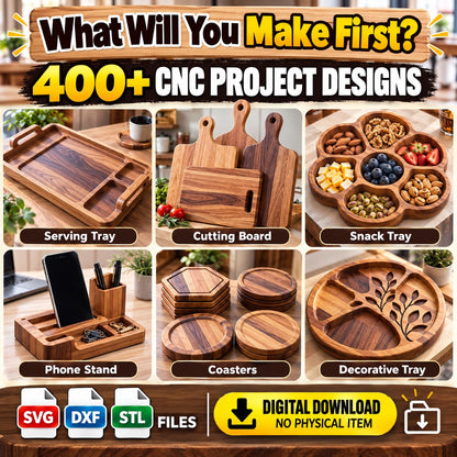 400+ CNC Router Files Bundle – SVG, DXF & STL