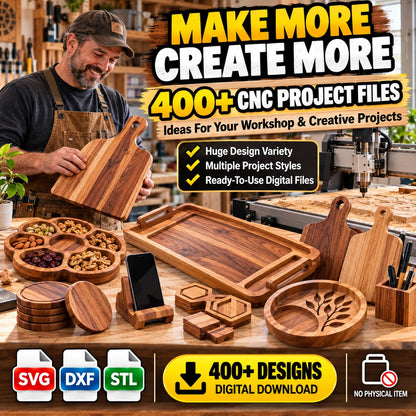 400+ CNC Router Files Bundle – SVG, DXF & STL