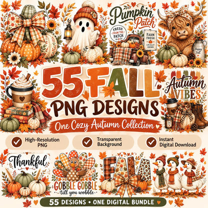 55 Fall PNG Bundle – Autumn & Pumpkin Designs