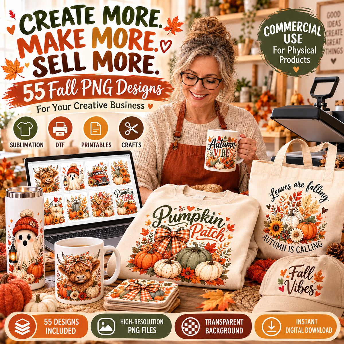 55 Fall PNG Bundle – Autumn & Pumpkin Designs