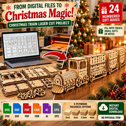 Christmas Train Advent Calendar SVG – Laser Cut Files